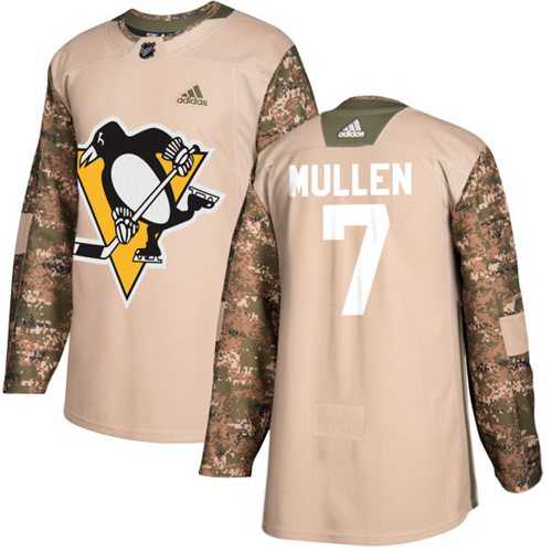 Men's Adidas Pittsburgh Penguins #7 Joe Mullen Camo Authentic 2017 Veterans Day Stitched NHL Jersey