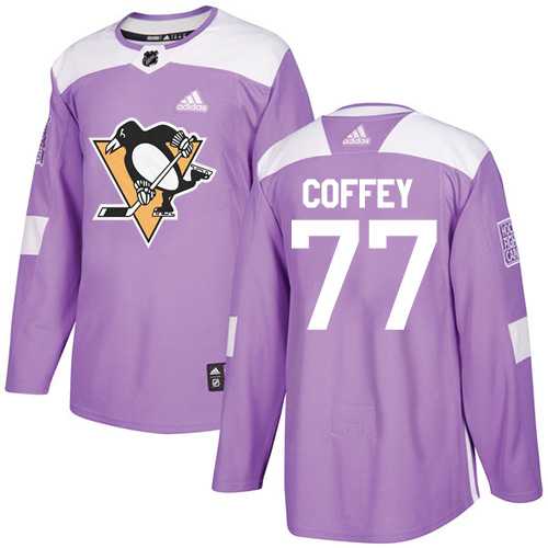 Men's Adidas Pittsburgh Penguins #77 Paul Coffey Purple Authentic Fights Cancer Stitched NHL
