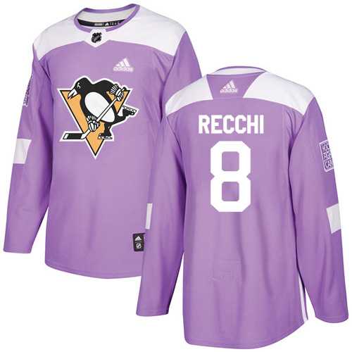 Men's Adidas Pittsburgh Penguins #8 Mark Recchi Purple Authentic Fights Cancer Stitched NHL