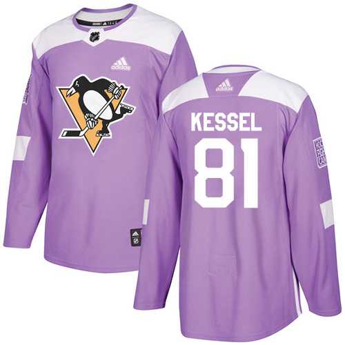 Men's Adidas Pittsburgh Penguins #81 Phil Kessel Purple Authentic Fights Cancer Stitched NHL