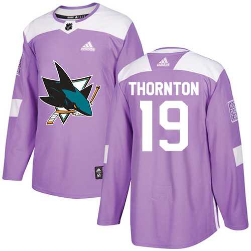 Men's Adidas San Jose Sharks #19 Joe Thornton Purple Authentic Fights Cancer Stitched NHL