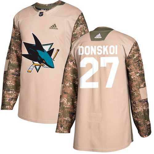 Men's Adidas San Jose Sharks #27 Joonas Donskoi Camo Authentic 2017 Veterans Day Stitched NHL Jersey