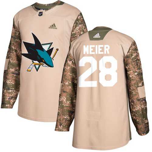 Men's Adidas San Jose Sharks #28 Timo Meier Camo Authentic 2017 Veterans Day Stitched NHL Jersey