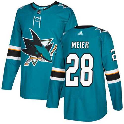 Men's Adidas San Jose Sharks #28 Timo Meier Teal Home Authentic Stitched NHL Jersey