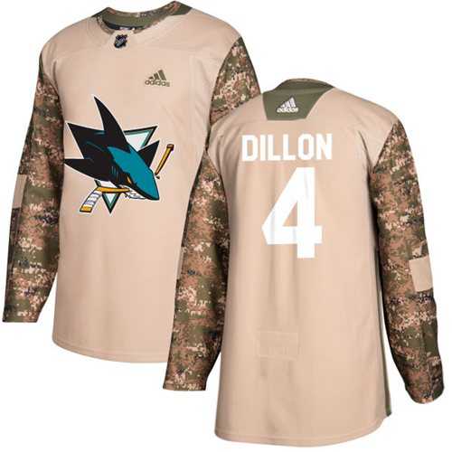 Men's Adidas San Jose Sharks #4 Brenden Dillon Camo Authentic 2017 Veterans Day Stitched NHL Jersey