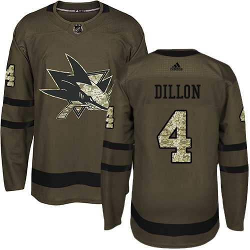 Men's Adidas San Jose Sharks #4 Brenden Dillon Green Salute to Service Stitched NHL