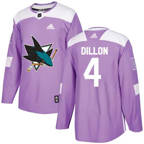 Men's Adidas San Jose Sharks #4 Brenden Dillon Purple Authentic Fights Cancer Stitched NHL