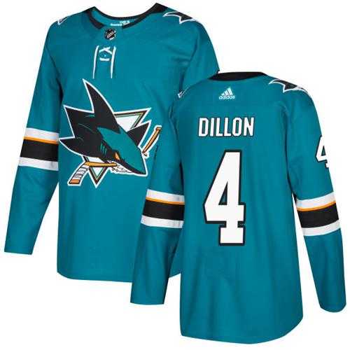 Men's Adidas San Jose Sharks #4 Brenden Dillon Teal Home Authentic Stitched NHL Jersey
