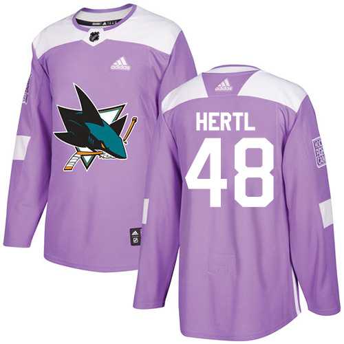 Men's Adidas San Jose Sharks #48 Tomas Hertl Purple Authentic Fights Cancer Stitched NHL