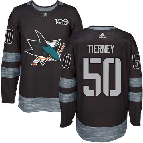Men's Adidas San Jose Sharks #50 Chris Tierney Black 1917-2017 100th Anniversary Stitched NHL Jersey