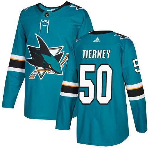 Men's Adidas San Jose Sharks #50 Chris Tierney Teal Home Authentic Stitched NHL Jersey