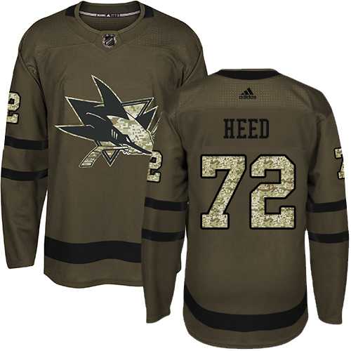 Men's Adidas San Jose Sharks #72 Tim Heed Green Salute to Service Stitched NHL