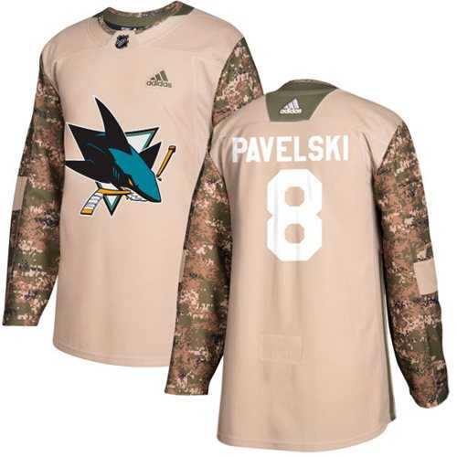 Men's Adidas San Jose Sharks #8 Joe Pavelski Camo Authentic 2017 Veterans Day Stitched NHL Jersey