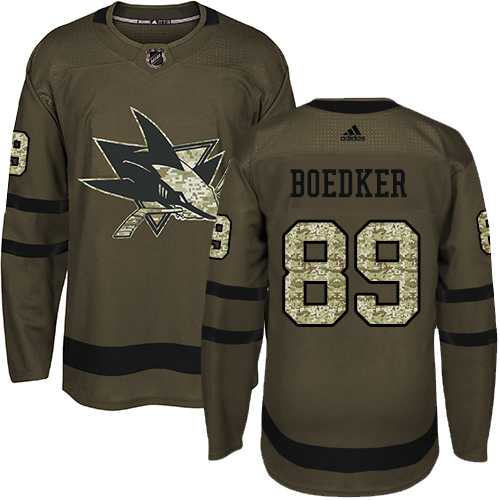 Men's Adidas San Jose Sharks #89 Mikkel Boedker Green Salute to Service Stitched NHL Jersey