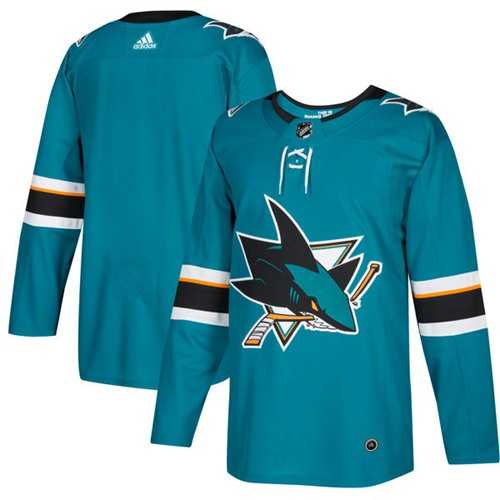 Men's Adidas San Jose Sharks Blank Teal Home Authentic Stitched NHL Jersey