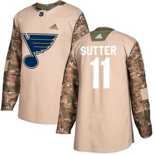 Men's Adidas St. Louis Blues #11 Brian Sutter Camo Authentic 2017 Veterans Day Stitched NHL Jersey