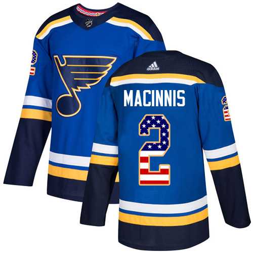 Men's Adidas St. Louis Blues #2 Al MacInnis Blue Home Authentic USA Flag Stitched NHL Jersey