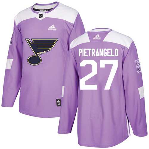 Men's Adidas St. Louis Blues #27 Alex Pietrangelo Purple Authentic Fights Cancer Stitched NHL