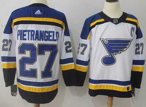Men's Adidas St. Louis Blues #27 Alex Pietrangelo White Road Authentic Stitched NHL Jersey