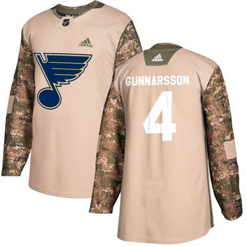 Men's Adidas St. Louis Blues #4 Carl Gunnarsson Camo Authentic 2017 Veterans Day Stitched NHL Jersey