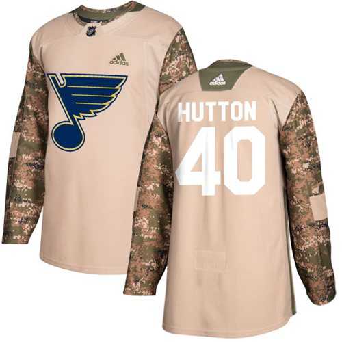 Men's Adidas St. Louis Blues #40 Carter Hutton Camo Authentic 2017 Veterans Day Stitched NHL Jersey