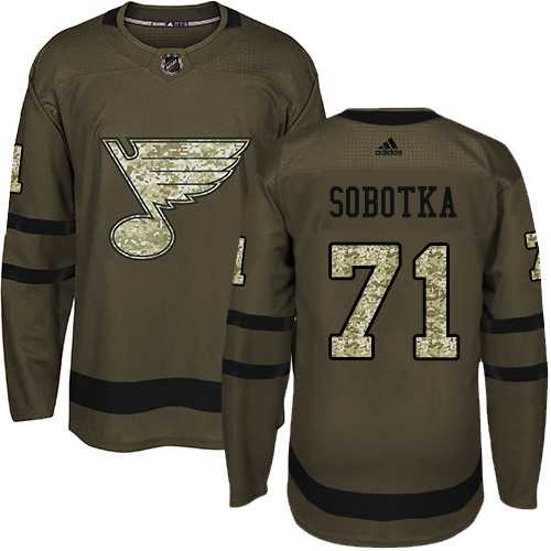 Men's Adidas St. Louis Blues #71 Vladimir Sobotka Green Salute to Service Stitched NHL