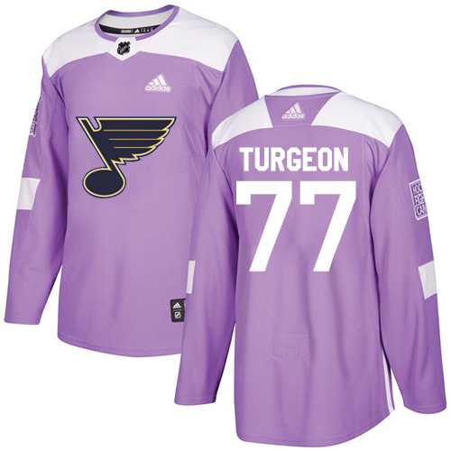 Men's Adidas St. Louis Blues #77 Pierre Turgeon Purple Authentic Fights Cancer Stitched NHL