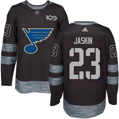 Men's Adidas St.Louis Blues #23 Dmitrij Jaskin Black 1917-2017 100th Anniversary Stitched NHL Jersey