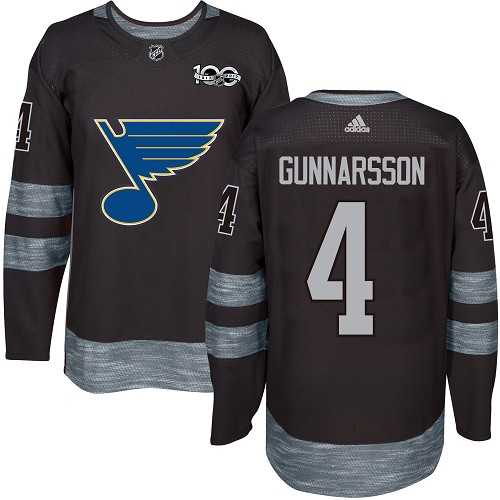 Men's Adidas St.Louis Blues #4 Carl Gunnarsson Black 1917-2017 100th Anniversary Stitched NHL Jersey