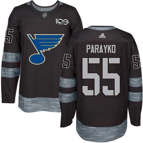 Men's Adidas St.Louis Blues #55 Colton Parayko Black 1917-2017 100th Anniversary Stitched NHL Jersey