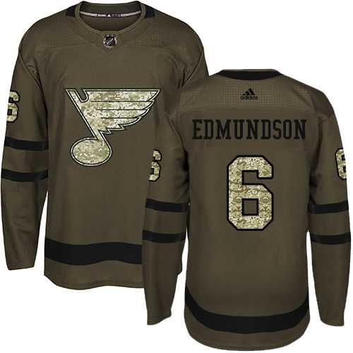 Men's Adidas St.Louis Blues #6 Joel Edmundson Green Salute to Service Stitched NHL Jersey