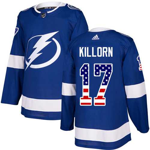 Men's Adidas Tampa Bay Lightning #17 Alex Killorn Blue Home Authentic USA Flag Stitched NHL Jersey
