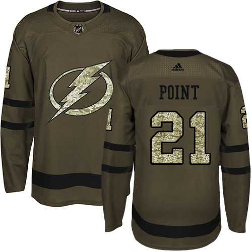 Men's Adidas Tampa Bay Lightning #21 Brayden Point Green Salute to Service Stitched NHL Jersey