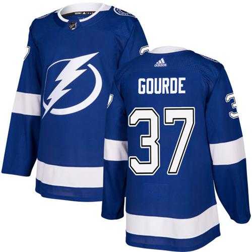 Men's Adidas Tampa Bay Lightning #37 Yanni Gourde Blue Home Authentic Stitched NHL Jersey