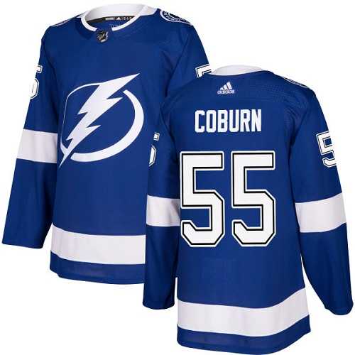 Men's Adidas Tampa Bay Lightning #55 Braydon Coburn Blue Home Authentic Stitched NHL Jersey