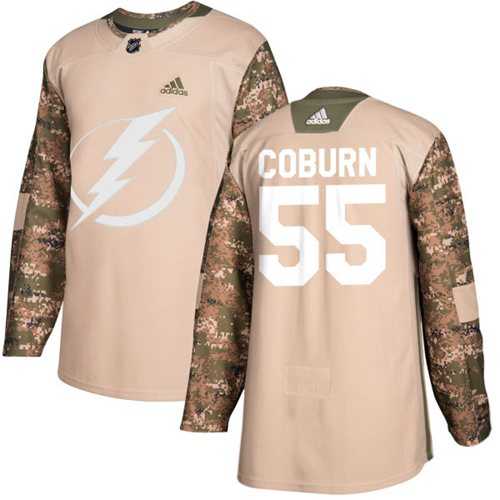 Men's Adidas Tampa Bay Lightning #55 Braydon Coburn Camo Authentic 2017 Veterans Day Stitched NHL Jersey