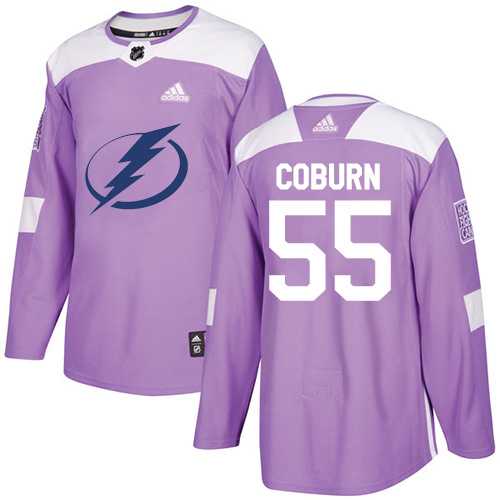 Men's Adidas Tampa Bay Lightning #55 Braydon Coburn Purple Authentic Fights Cancer Stitched NHL