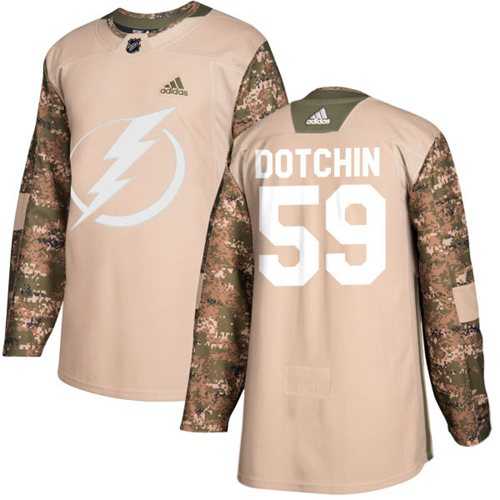 Men's Adidas Tampa Bay Lightning #59 Jake Dotchin Camo Authentic 2017 Veterans Day Stitched NHL Jersey