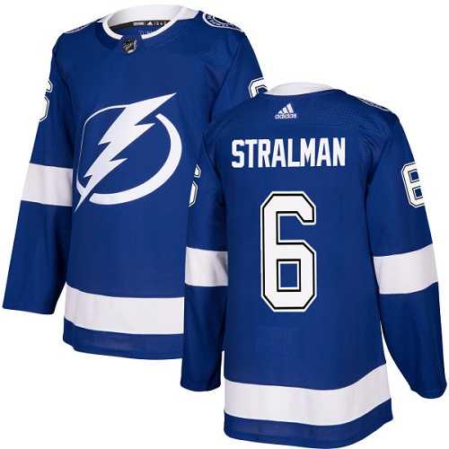 Men's Adidas Tampa Bay Lightning #6 Anton Stralman Blue Home Authentic Stitched NHL Jersey