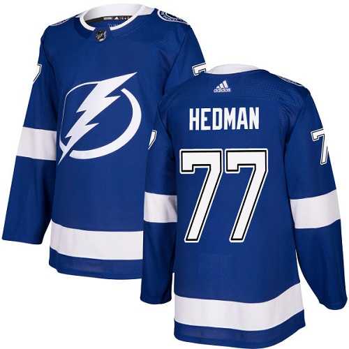 Men's Adidas Tampa Bay Lightning #77 Victor Hedman Blue Home Authentic Stitched NHL Jersey
