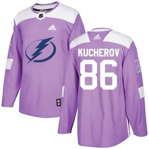 Men's Adidas Tampa Bay Lightning #86 Nikita Kucherov Purple Authentic Fights Cancer Stitched NHL