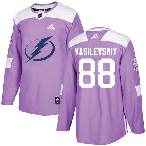 Men's Adidas Tampa Bay Lightning #88 Andrei Vasilevskiy Purple Authentic Fights Cancer Stitched NHL