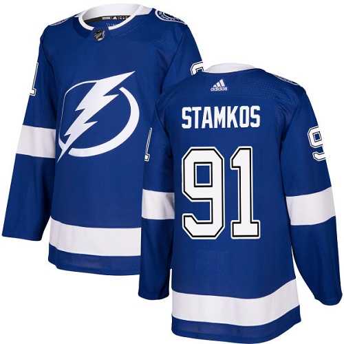 Men's Adidas Tampa Bay Lightning #91 Steven Stamkos Blue Home Authentic Stitched NHL Jersey