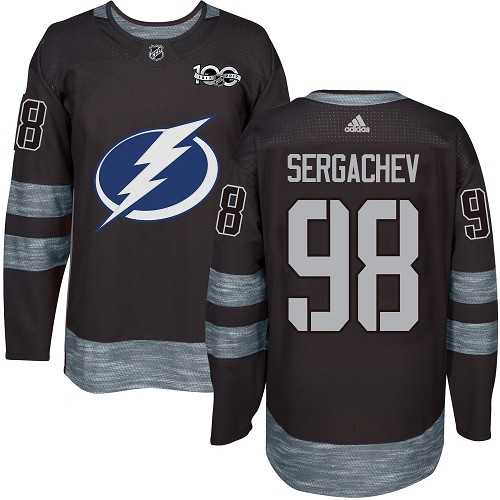 Men's Adidas Tampa Bay Lightning #98 Mikhail Sergachev Black 1917-2017 100th Anniversary Stitched NHL Jersey