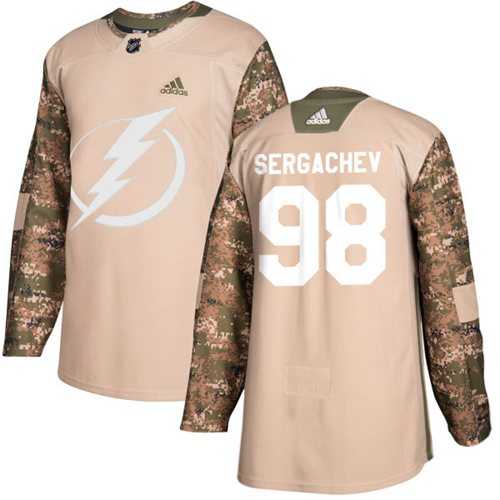 Men's Adidas Tampa Bay Lightning #98 Mikhail Sergachev Camo Authentic 2017 Veterans Day Stitched NHL Jersey