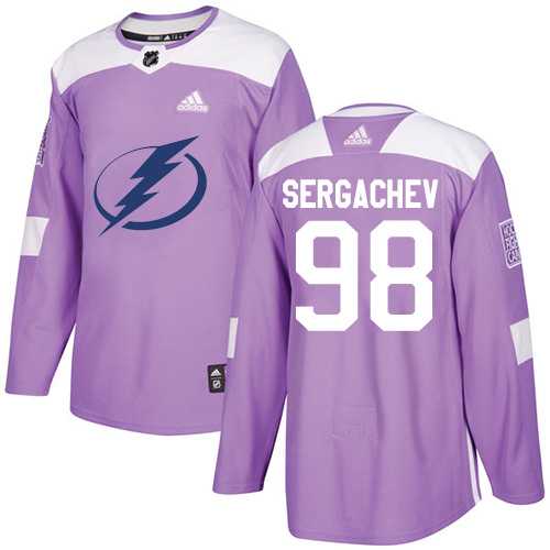 Men's Adidas Tampa Bay Lightning #98 Mikhail Sergachev Purple Authentic Fights Cancer Stitched NHL