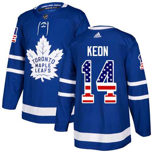 Men's Adidas Toronto Maple Leafs #14 Dave Keon Blue Home Authentic USA Flag Stitched NHL Jersey