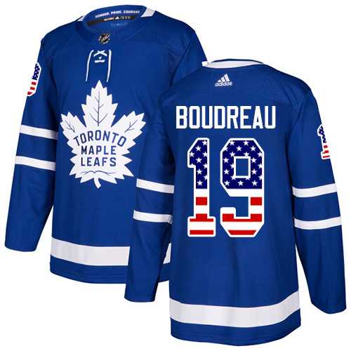 Men's Adidas Toronto Maple Leafs #19 Bruce Boudreau Blue Home Authentic USA Flag Stitched NHL Jersey