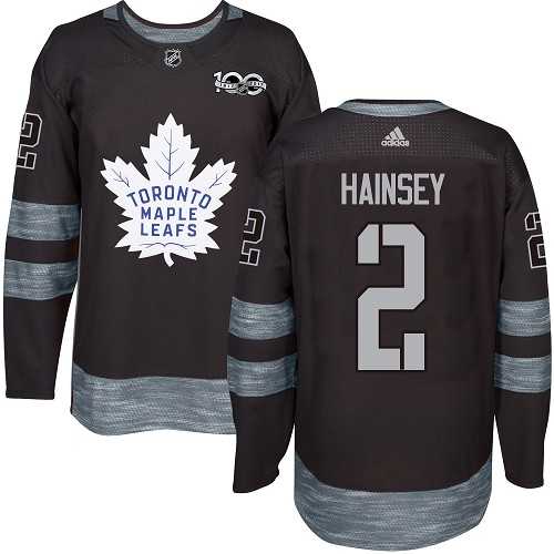 Men's Adidas Toronto Maple Leafs #2 Ron Hainsey Black 1917-2017 100th Anniversary Stitched NHL Jersey
