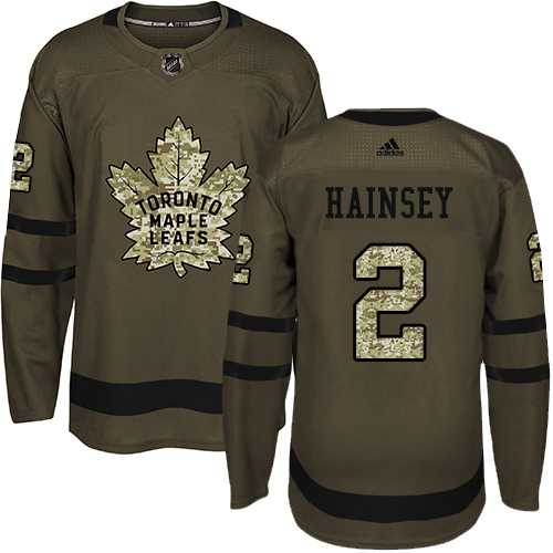 Men's Adidas Toronto Maple Leafs #2 Ron Hainsey Green Salute to Service Stitched NHL